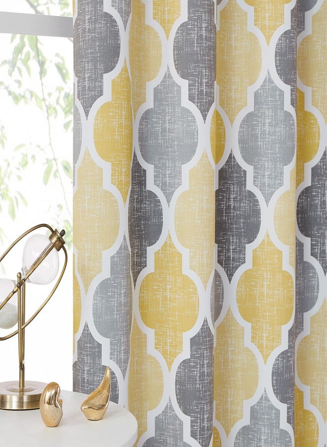 Beauoop 100% Blackout Curtains 96 Inches Long 2 Panels for Bedroom Living Room Yellow Grey Moroccan Geo Room Darkening Thermal Insulated Soundproof Grommet Top Window Treatments Drapes, 50x95 Set of 2 - Image 4